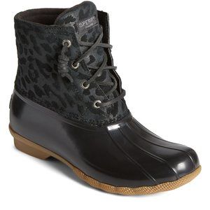 Black Leopard Sperry Duck Boots